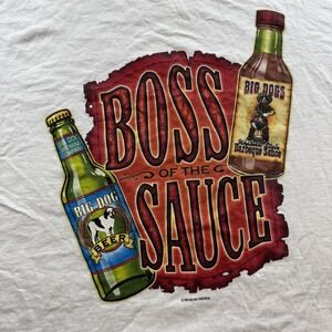 Vintage Big Dogs Shirt Mens XL White Y2K Graphic Boss Of The Sauce Beer 2004